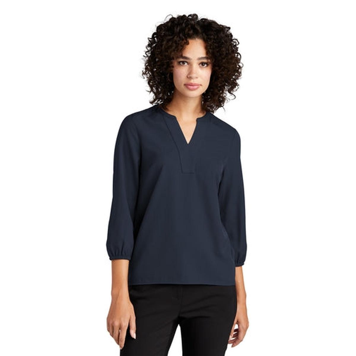 Mercer+Mettle Women's Stretch Crepe 3/4-Sleeve Blouse