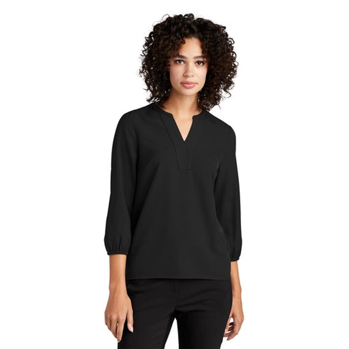 Mercer+Mettle Women's Stretch Crepe 3/4-Sleeve Blouse