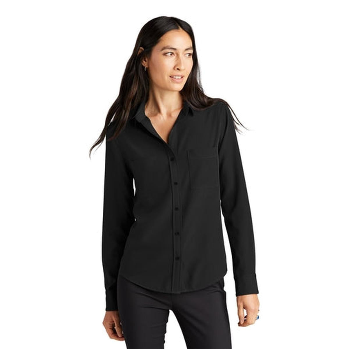 Mercer+Mettle Women's Stretch Crepe Long Sleeve Camp Blouse