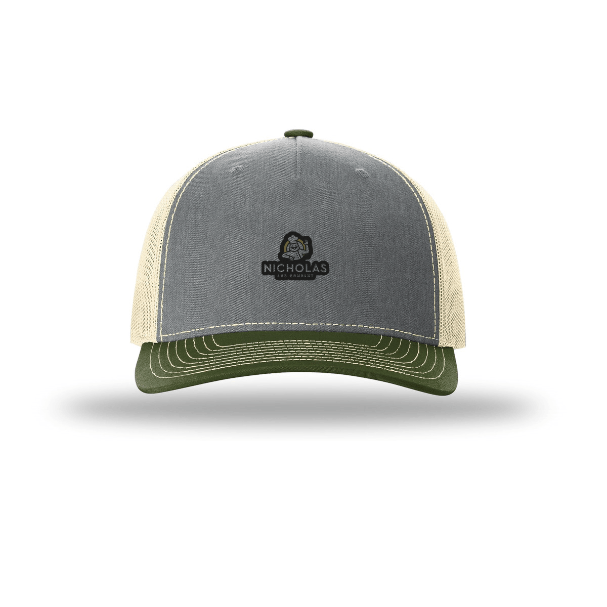 Heather Grey/ Birch/ Army Olive - Nicholas Full Logo